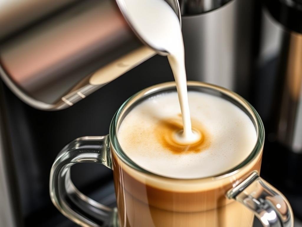 Close-up of a latte being made with the Tastyle coffee maker and frother Close-up of a latte being made with the Tastyle coffee maker and frother