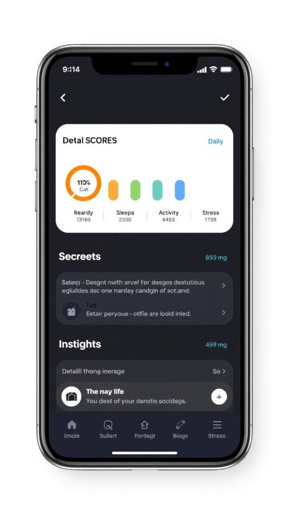 Oura app home screen showing daily scores and insights