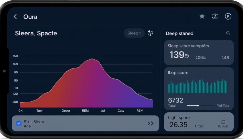 Oura app showing detailed sleep tracking data with sleep stages graph