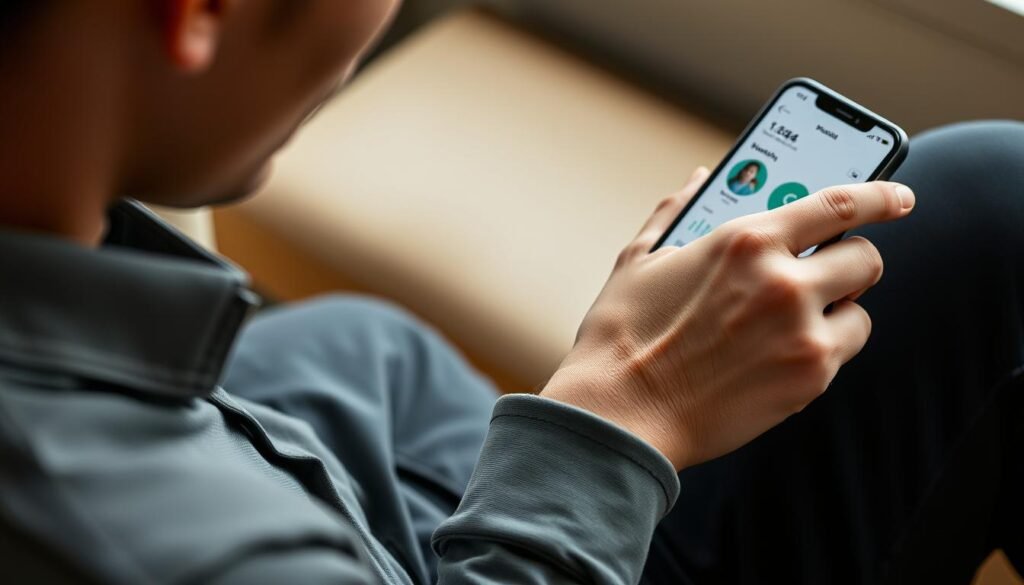 Person checking Oura app while wearing Oura Ring 4